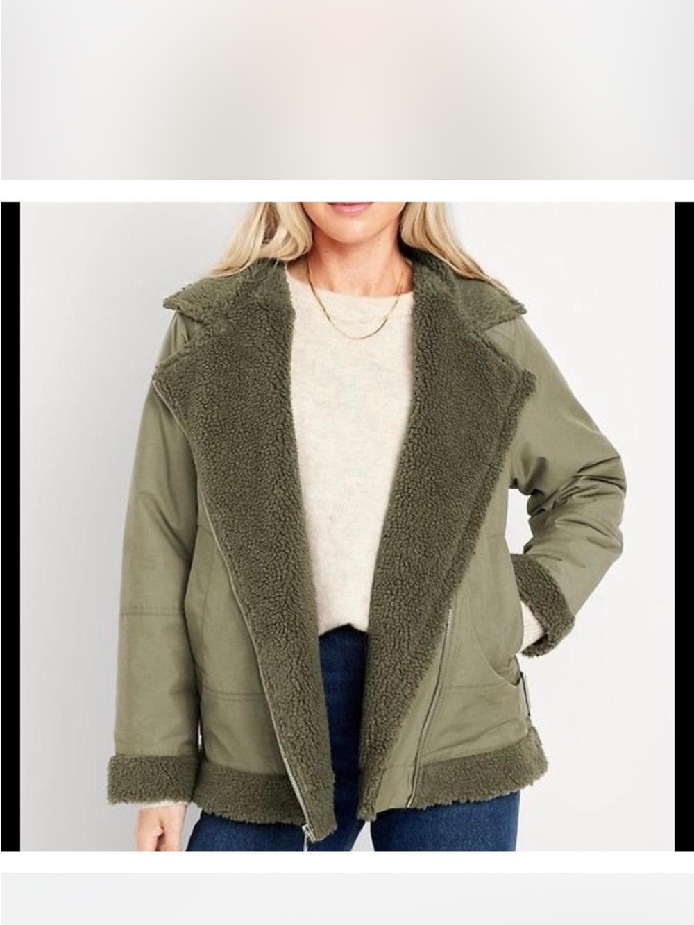 Old Navy Olive Green Teddy Sherpa Jacket